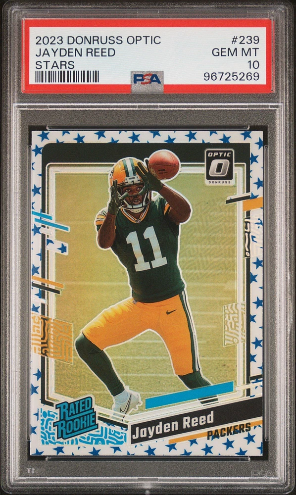 2023 Panini Donruss Optic 239 Jayden Reed Stars PSA 10