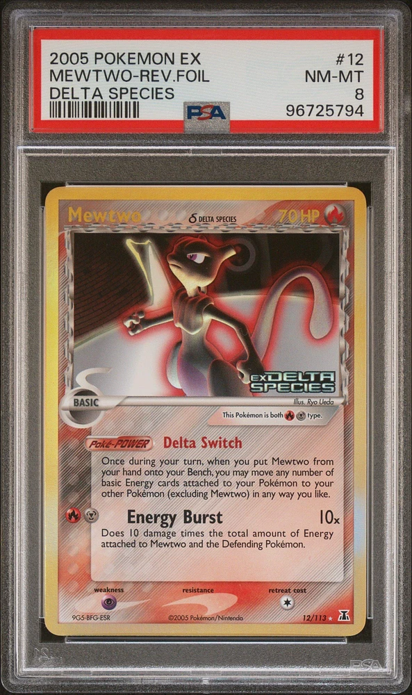 2005 Pokemon Ex Delta Species 12 Mewtwo-reverse Foil PSA 8