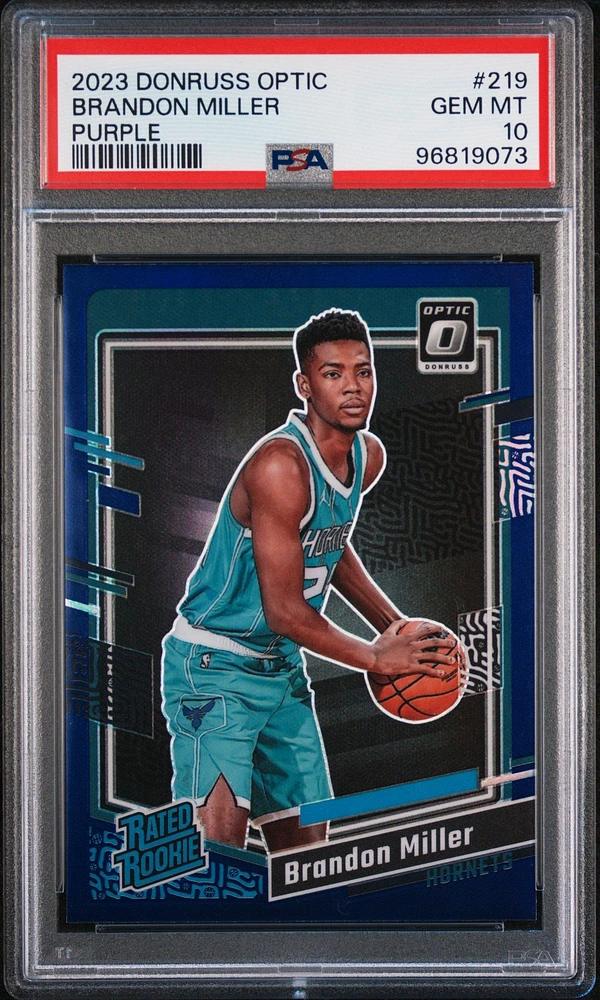 2023 Panini Donruss Optic 219 Brandon Miller Purple PSA 10
