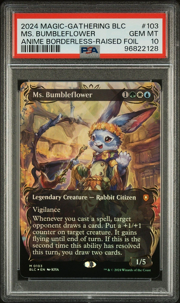 2024 Magic The Gathering Bloomburrow Commander 103 Ms. Bumbleflower Anime Borderless-raised Foil PSA 10