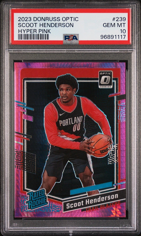 2023 Panini Donruss Optic 239 Scoot Henderson Hyper Pink PSA 10