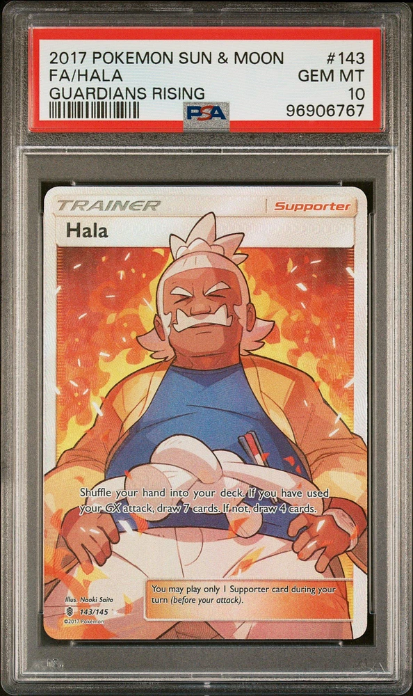 2017 Pokemon Sun & Moon Guardians Rising 143 Full Art/hala PSA 10
