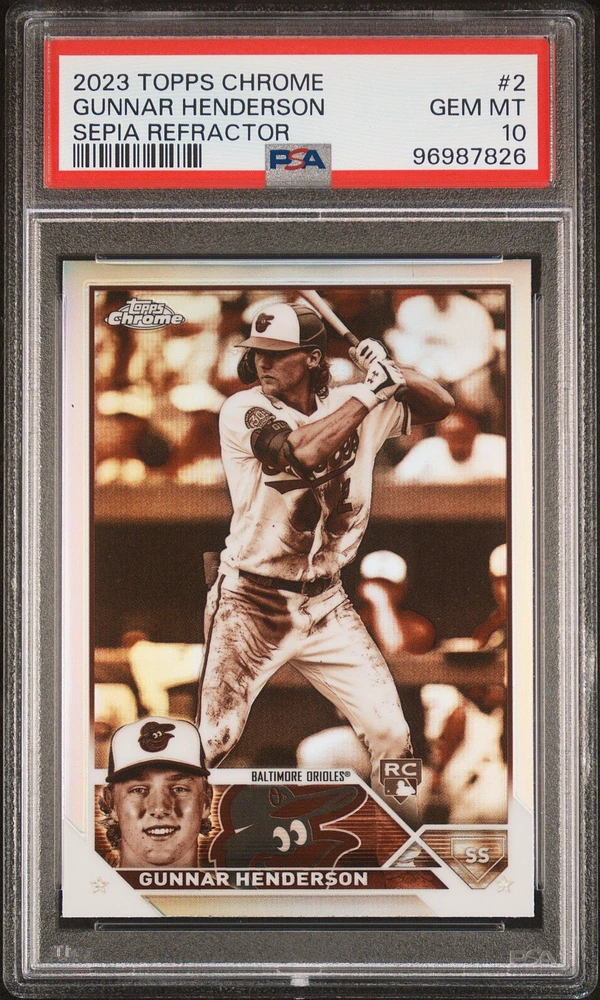 2023 Topps Chrome 2 Gunnar Henderson Sepia Refractor PSA 10