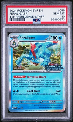 2024 Pokemon Svp En-sv Black Star Promo 089 Feraligatr Temporal Forces Prerelease-staff PSA 10
