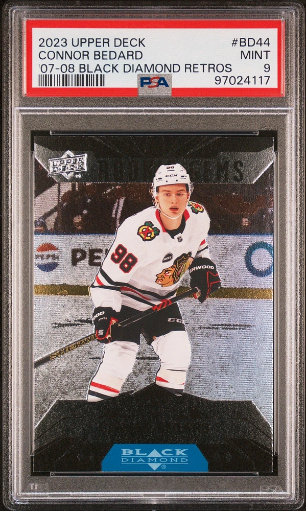 2023 Upper Deck Extended Series 2007-08 Black Diamond Retros Bd44 Connor Bedard PSA 9