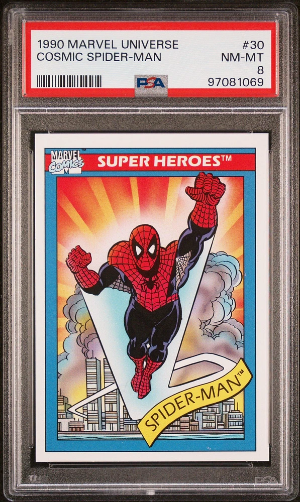 1990 Marvel Universe 30 Cosmic Spider-man PSA 8