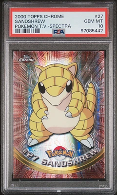2000 Topps Chrome Pokemon T.v. 27 Sandshrew Spectra PSA 10