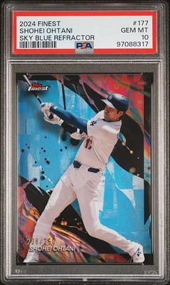 2024 Topps Finest 177 Shohei Ohtani Sky Blue Refractor PSA 10