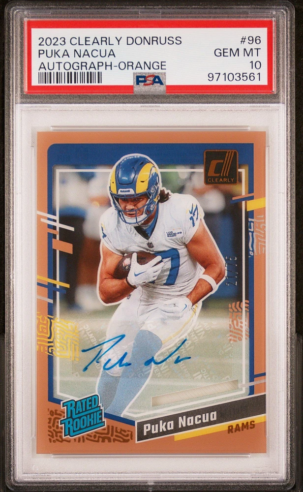 2023 Panini Clearly Donruss 96 Puka Nacua Autograph-orange PSA 10