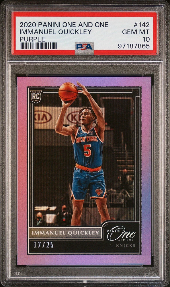 2020 Panini One And One 142 Immanuel Quickley Purple PSA 10