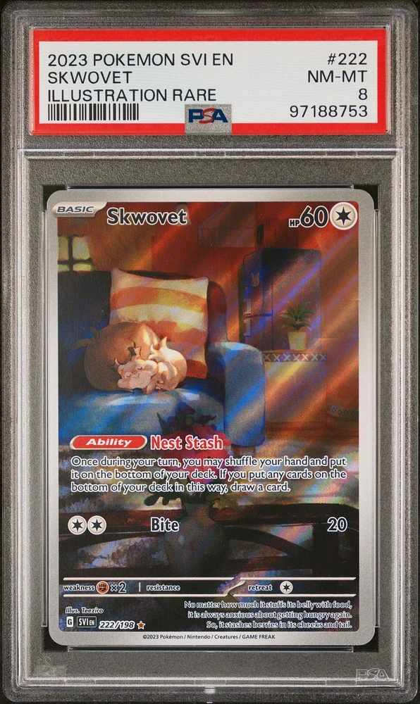 2023 Pokemon Svi En-scarlet & Violet 222 Skwovet Illustration Rare PSA 8