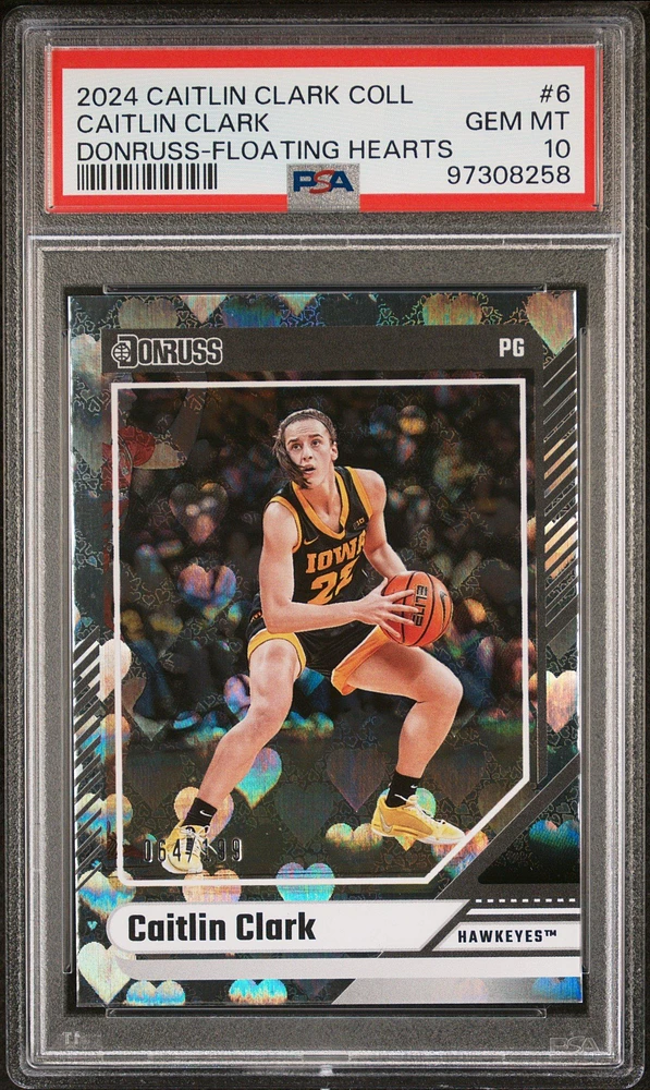 2024 Panini Caitlin Clark Collection Donruss 6 Caitlin Clark Floating Hearts PSA 10