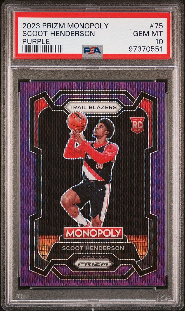 2023 Panini Prizm Monopoly 75 Scoot Henderson Purple PSA 10