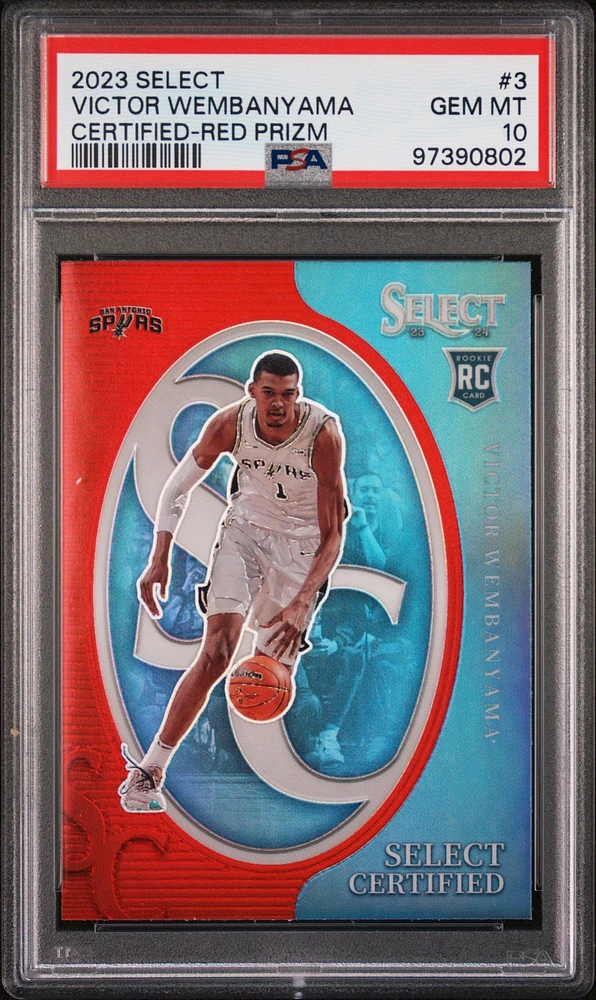 2023 Panini Select Select Certified 3 Victor Wembanyama Red Prizm PSA 10