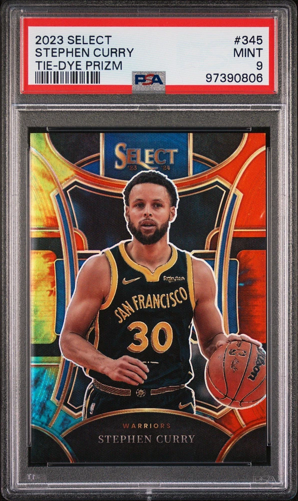 2023 Panini Select 345 Stephen Curry Tie-dye Prizm PSA 9