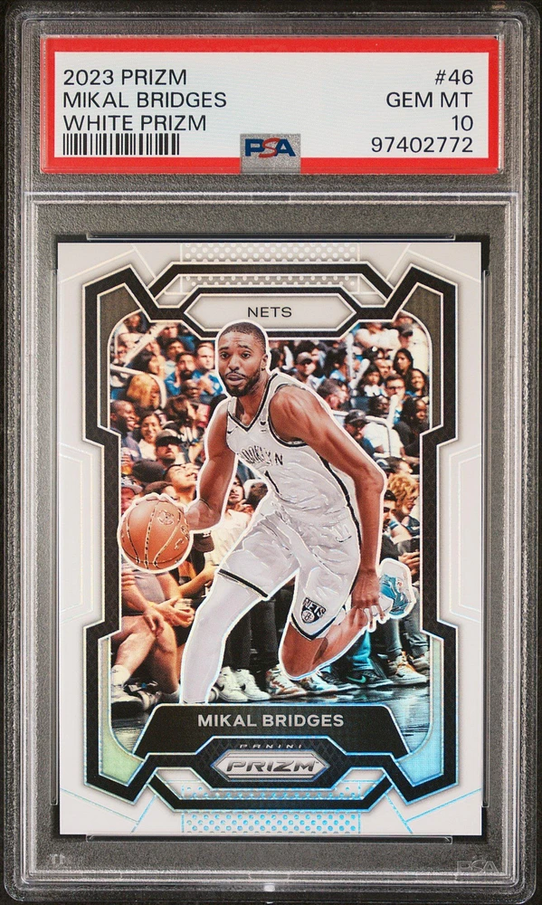 2023 Panini Prizm 46 Mikal Bridges White Prizm PSA 10