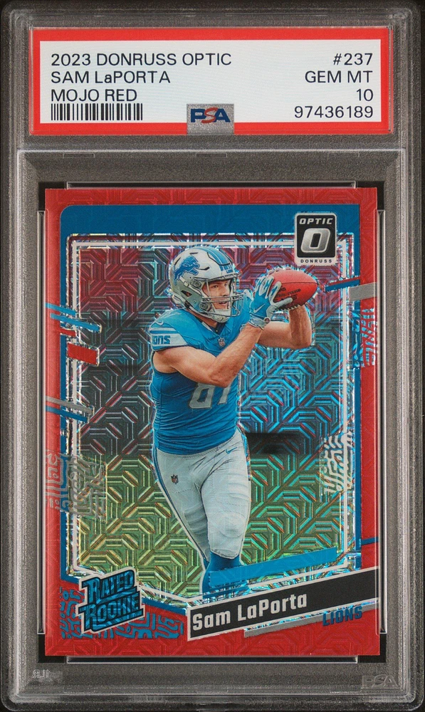 2023 Panini Donruss Optic 237 Sam Laporta Mojo Red PSA 10