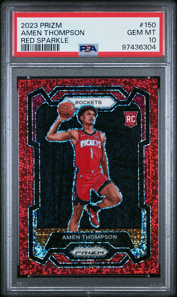 2023 Panini Prizm 150 Amen Thompson Red Sparkle PSA 10