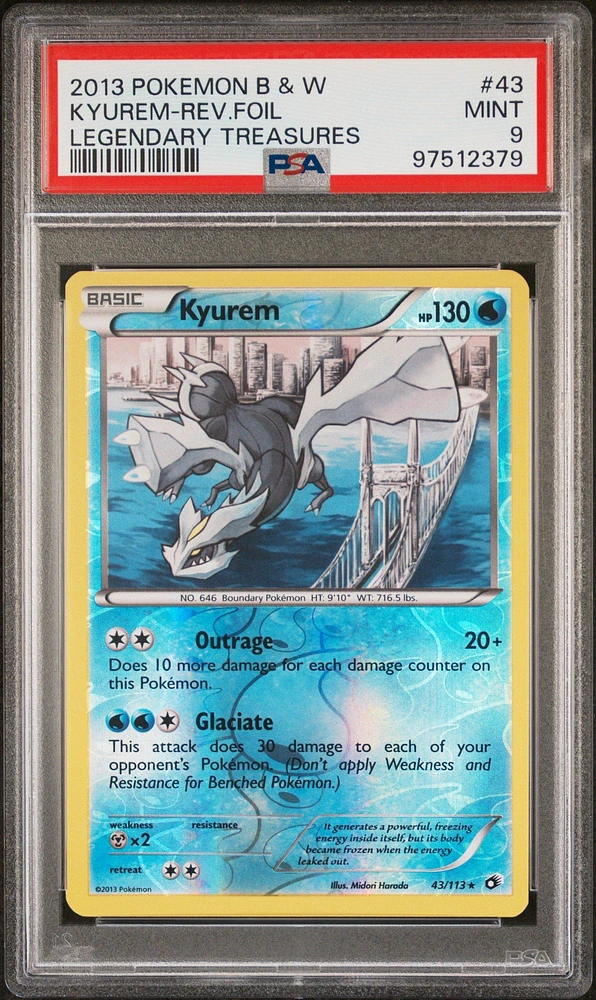 2013 Pokemon Black & White Legendary Treasures 43 Kyurem-reverse Foil PSA 9
