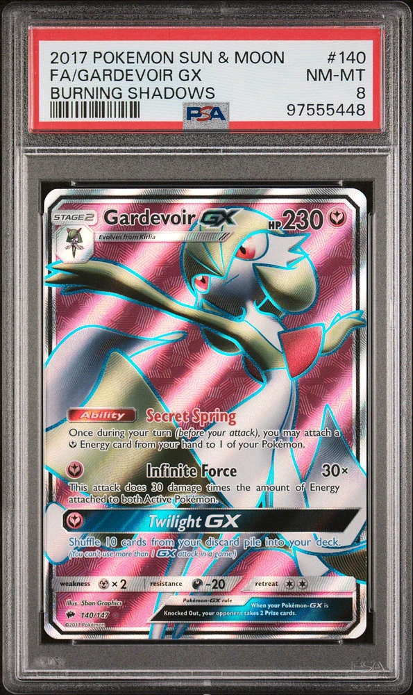 2017 Pokemon Sun & Moon Burning Shadows 140 Full Art/gardevoir Gx PSA 8