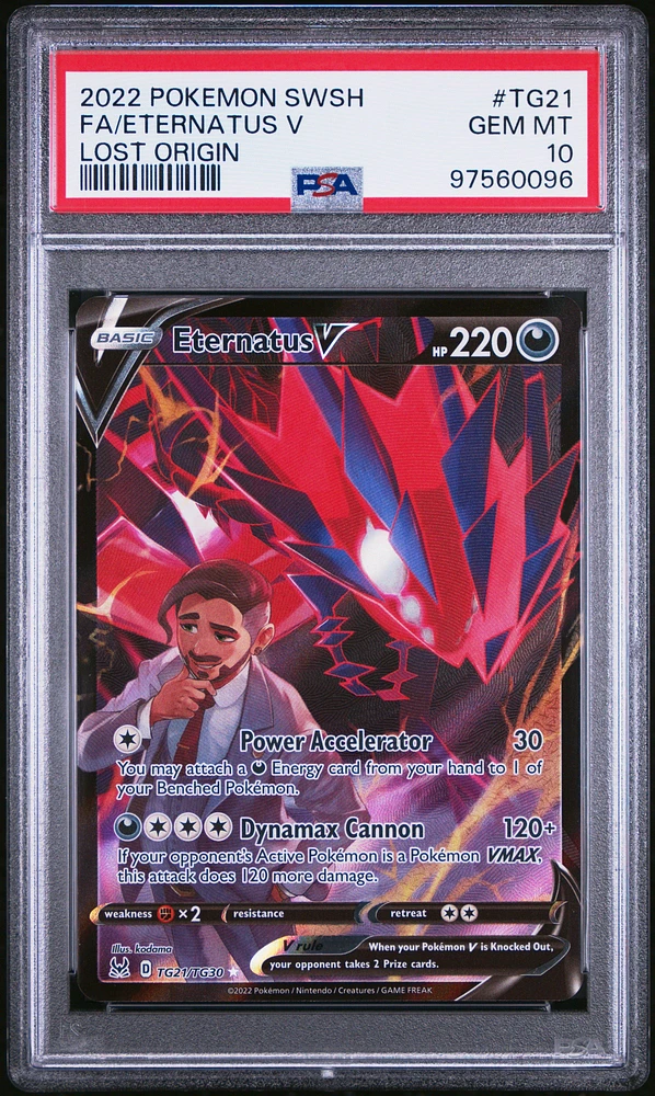 2022 Pokemon Sword & Shield Lost Origin Tg21 Full Art/eternatus V PSA 10