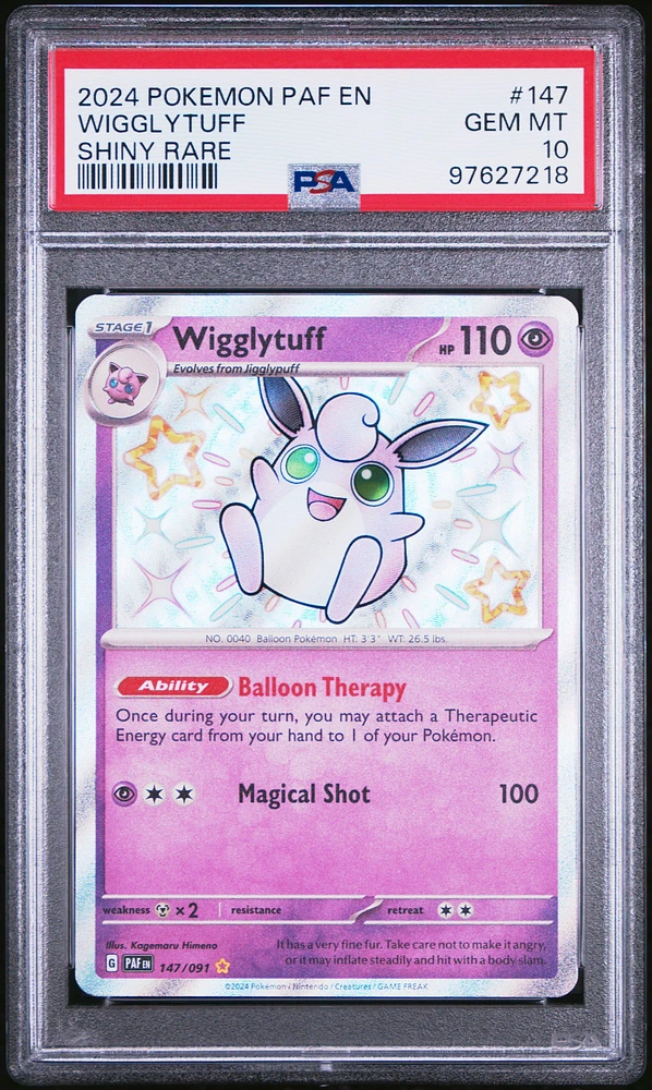 2024 Pokemon Paf En-paldean Fates 147 Wigglytuff Shiny Rare PSA 10