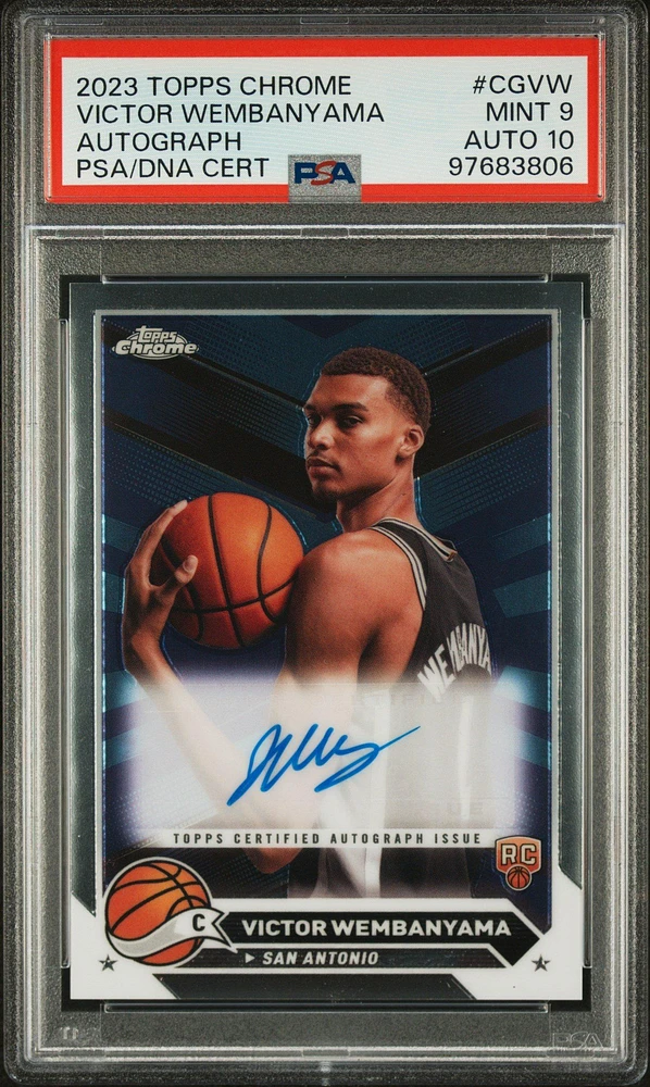 2023 Topps Chrome Topps Chrome Autographs Cgvw Victor Wembanyama PSA 9