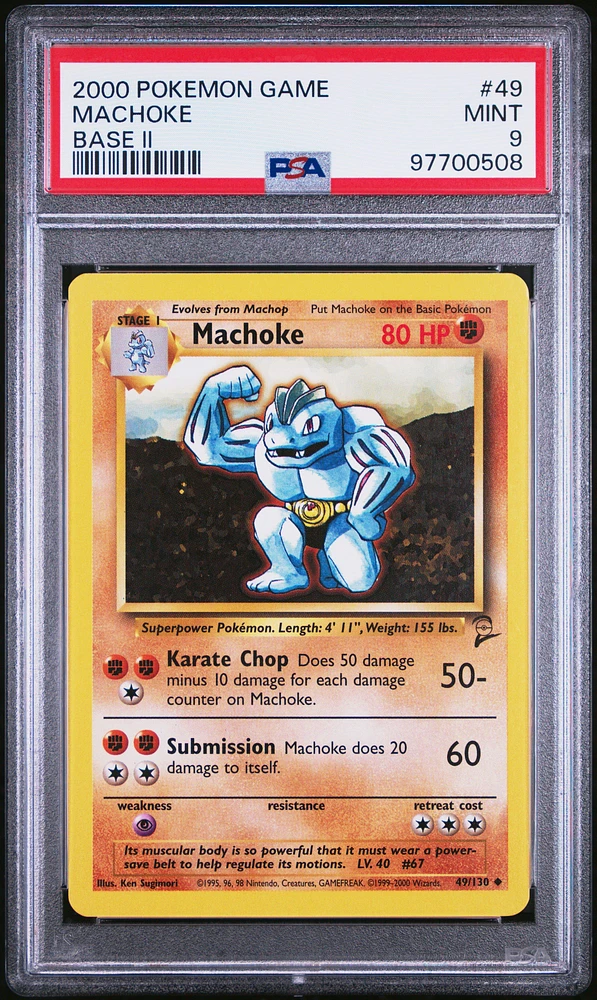 2000 Pokemon Game Base Ii 49 Machoke PSA 9