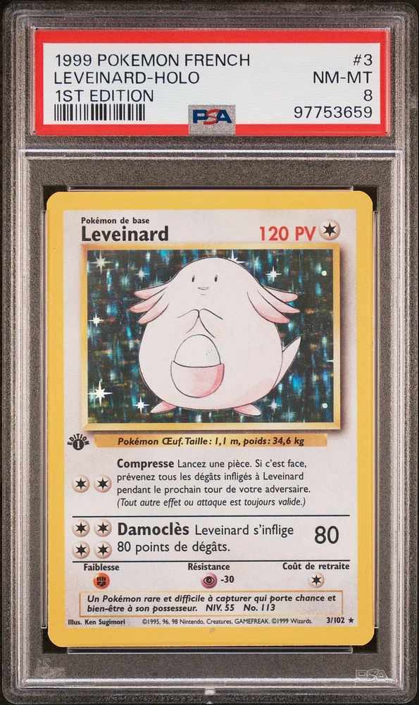 1999 Pokemon French 3 Leveinard-holo 1st Edition PSA 8