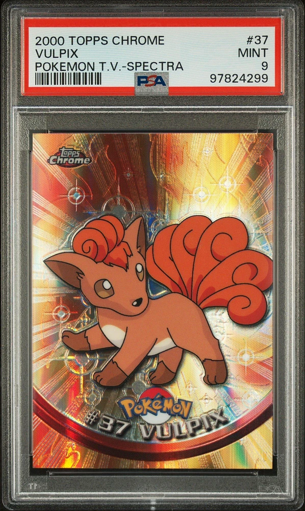 2000 Topps Chrome Pokemon T.v. 37 Vulpix Spectra PSA 9