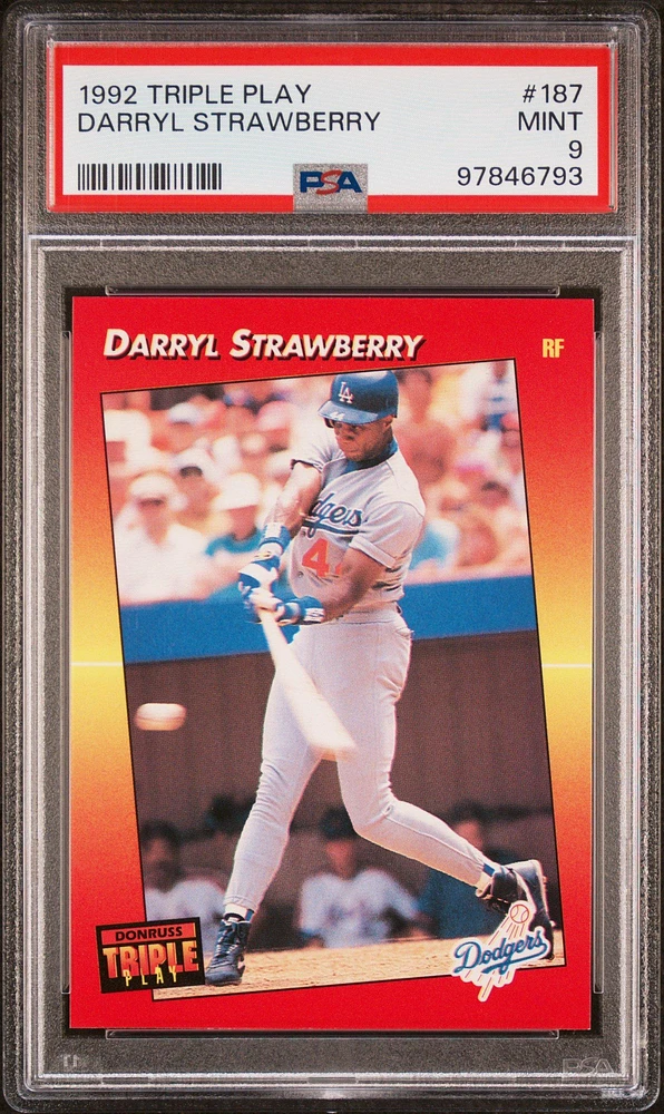 1992 Donruss Triple Play 187 Darryl Strawberry PSA 9