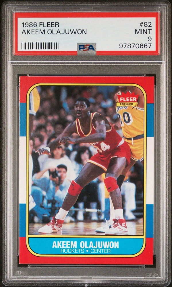 1986 Fleer 82 Akeem Olajuwon PSA 9