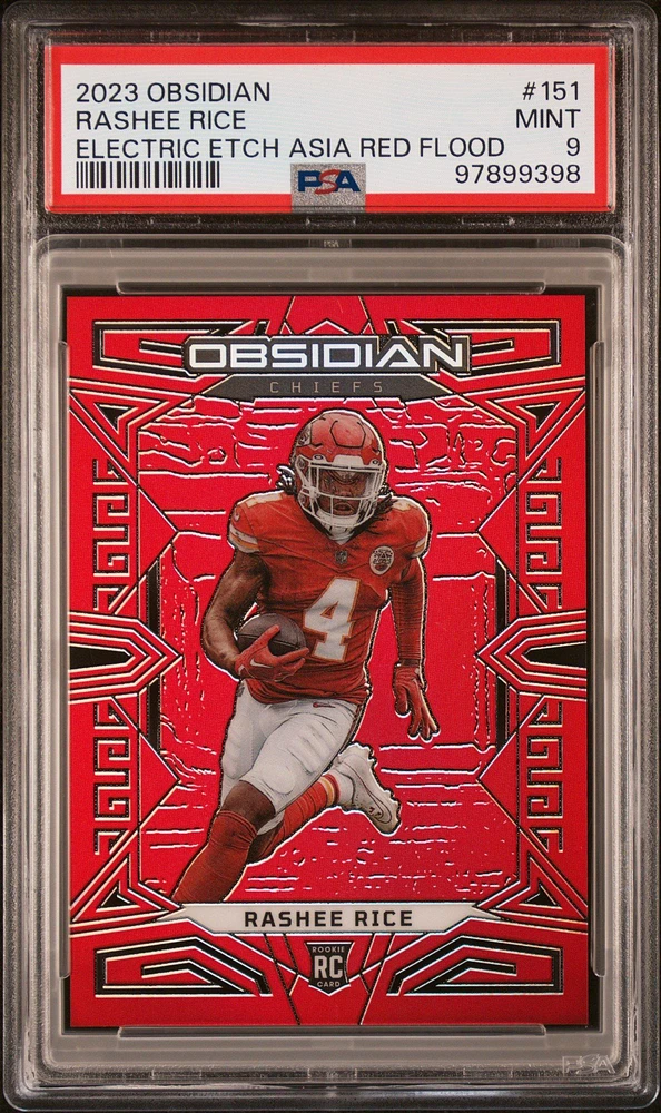 2023 Panini Obsidian 151 Rashee Rice Electric Etch Asia Red Flood PSA 9