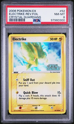 2006 Pokemon Ex Crystal Guardians 52 Electrike-reverse Foil PSA 8