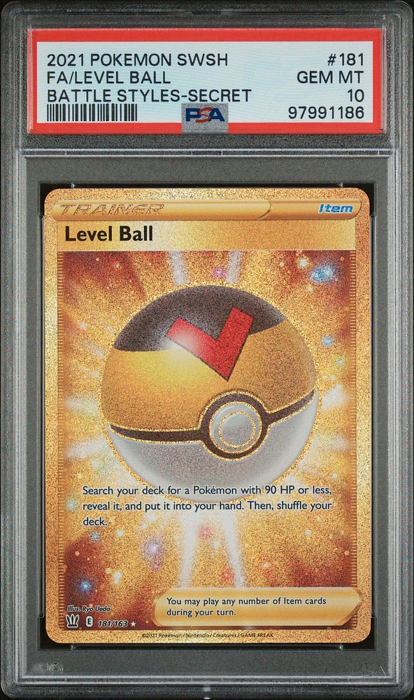 2021 Pokemon Sword & Shield Battle Styles 181 Full Art/level Ball Secret PSA 10