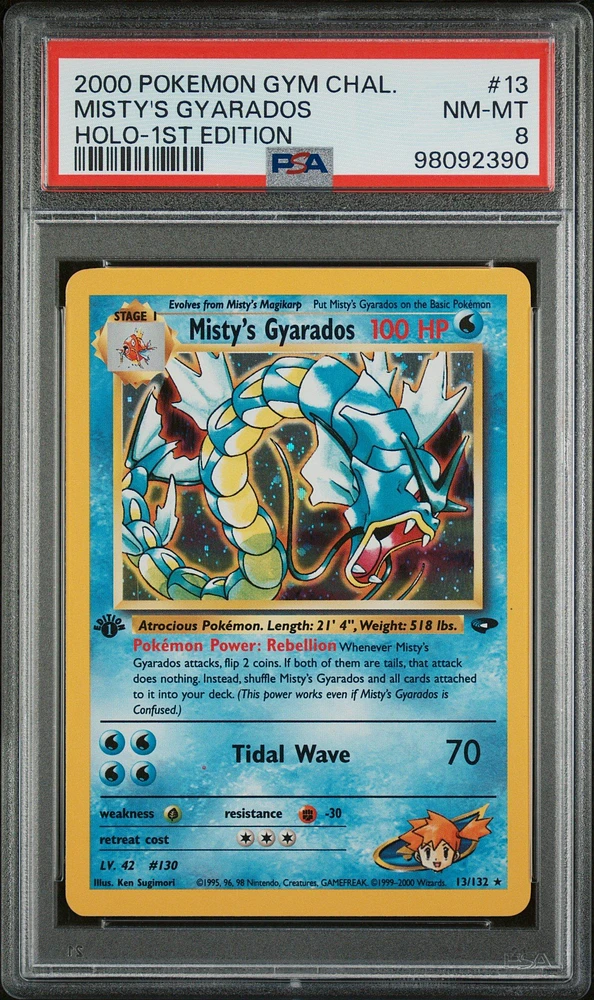 2000 Pokemon Gym Challenge 13 Misty's Gyarados Holo-1st Edition PSA 8