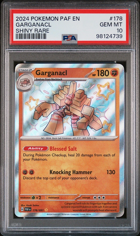 2024 Pokemon Paf En-paldean Fates 178 Garganacl Shiny Rare PSA 10