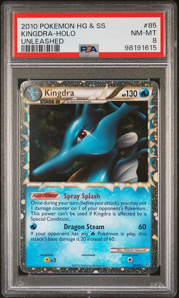 2010 Pokemon Heartgold & Soulsilver Unleashed 85 Kingdra-holo PSA 8