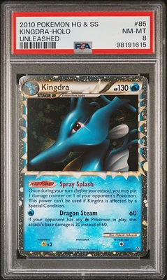 2010 Pokemon Heartgold & Soulsilver Unleashed 85 Kingdra-holo PSA 8