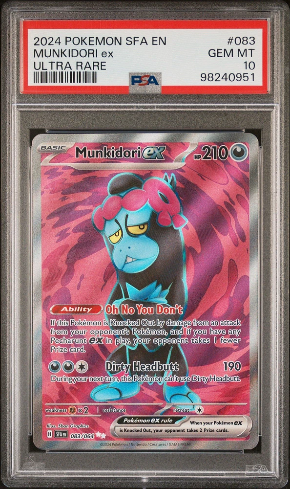 2024 Pokemon Sfa En-shrouded Fable 083 Munkidori Ex Ultra Rare PSA 10