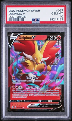2022 Pokemon Sword & Shield Lost Origin 027 Delphox V PSA 10
