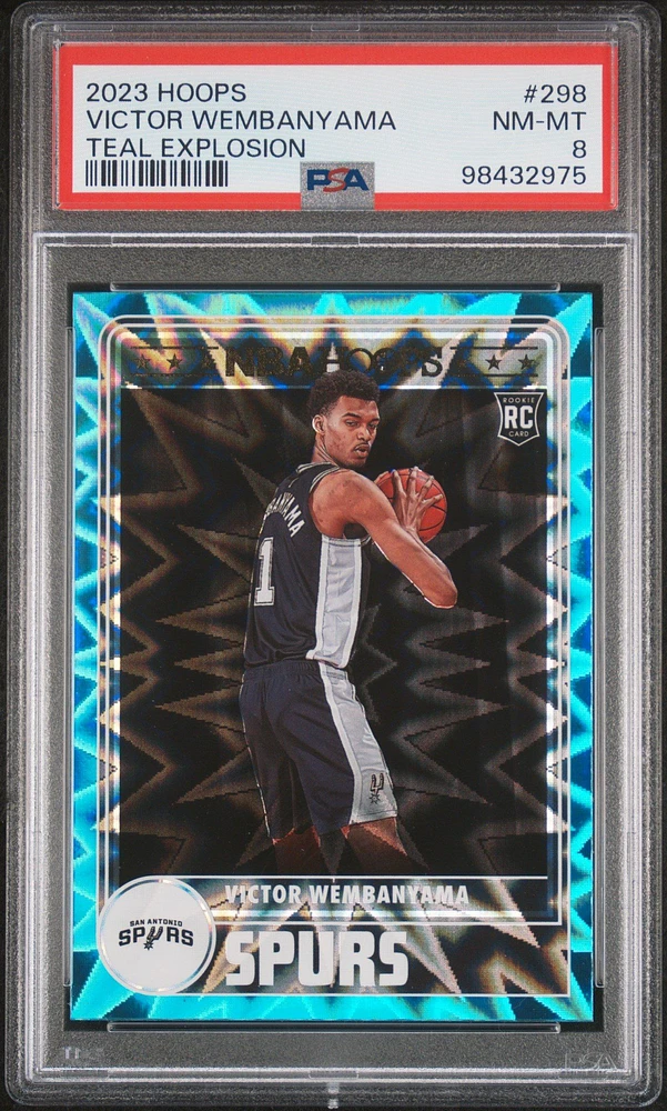 2023 Panini Nba Hoops 298 Victor Wembanyama Teal Explosion PSA 8