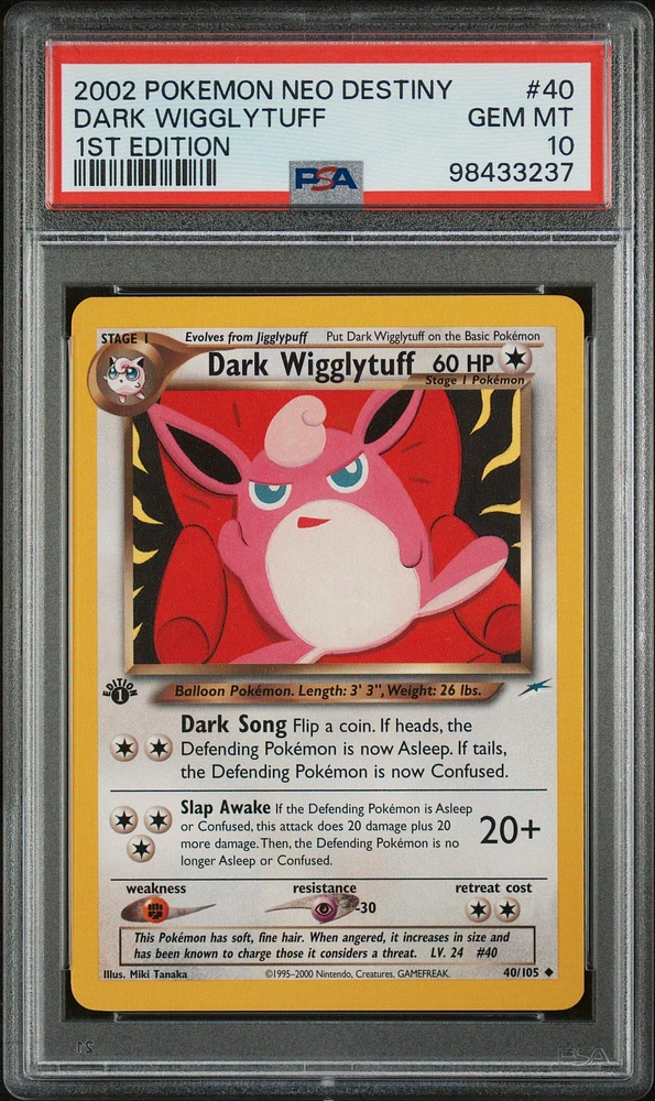 2002 Pokemon Neo Destiny 40 Dark Wigglytuff 1st Edition PSA