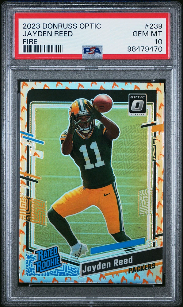 2023 Panini Donruss Optic 239 Jayden Reed Fire PSA 10