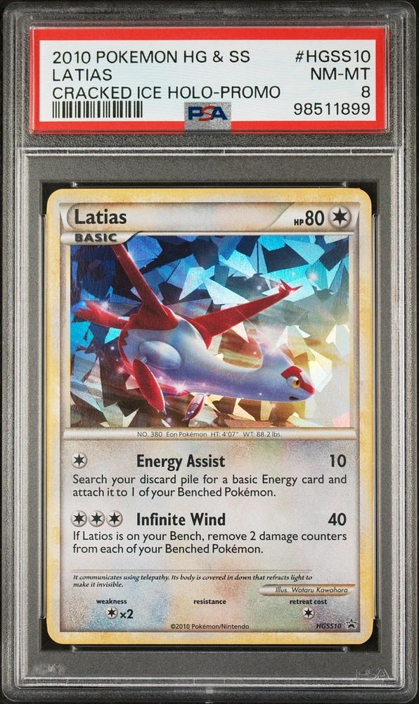 2010 Pokemon Heartgold & Soulsilver Promo Hgss10 Latias Cracked Ice Holo PSA 8