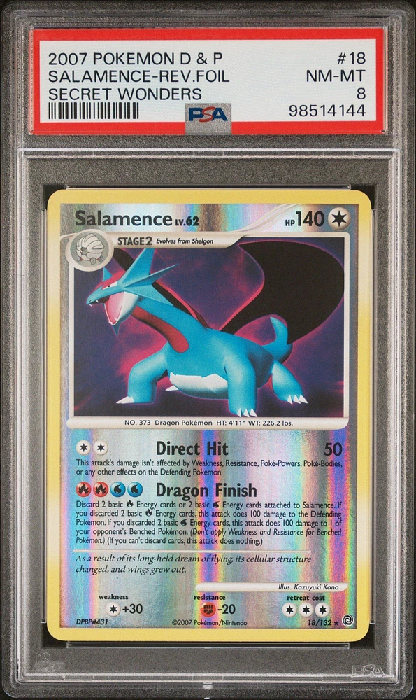 2007 Pokemon Diamond & Pearl Secret Wonders 18 Salamence-reverse Foil PSA 8
