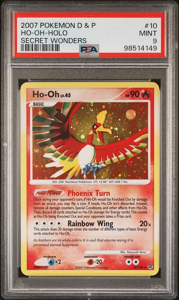 2007 Pokemon Diamond & Pearl Secret Wonders 10 Ho-oh-holo PSA 9