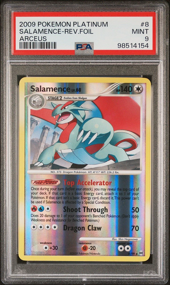 2009 Pokemon Platinum Arceus 8 Salamence-reverse Foil PSA 9