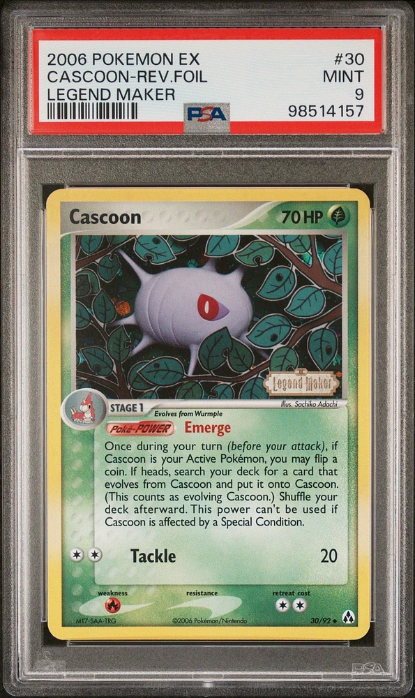 2006 Pokemon Ex Legend Maker 30 Cascoon-reverse Foil PSA 9