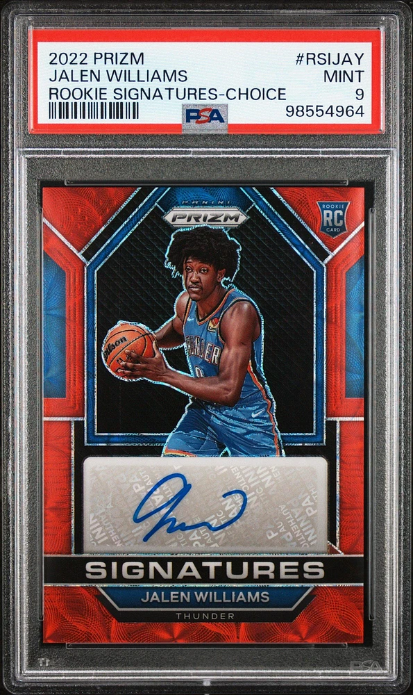 2022 Panini Prizm Rookie Signatures Rsijay Jalen Williams Choice PSA 9